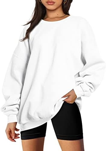 Women's Oversized Hooded Crewneck Sweatshirt - Cozy Winter Pullover for Outfits - Picture 20 of 28