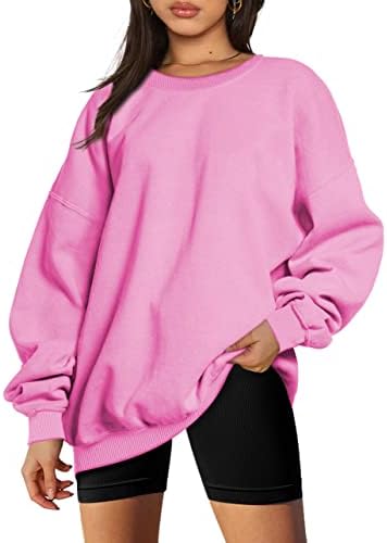 Women's Oversized Hooded Crewneck Sweatshirt - Cozy Winter Pullover for Outfits - Picture 21 of 28