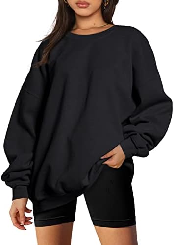 Women's Oversized Hooded Crewneck Sweatshirt - Cozy Winter Pullover for Outfits - Picture 25 of 28