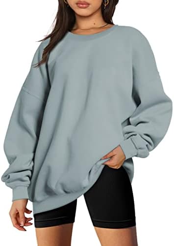 Women's Oversized Hooded Crewneck Sweatshirt - Cozy Winter Pullover for Outfits - Picture 23 of 28