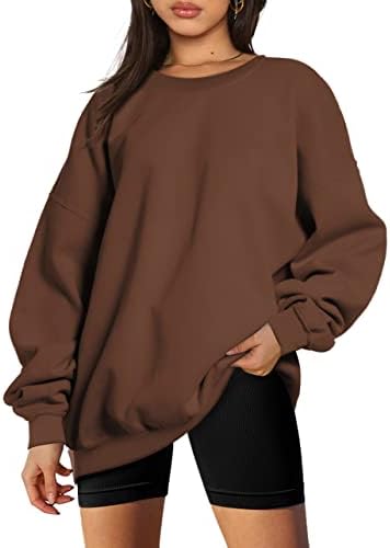 Women's Oversized Hooded Crewneck Sweatshirt - Cozy Winter Pullover for Outfits - Picture 26 of 28