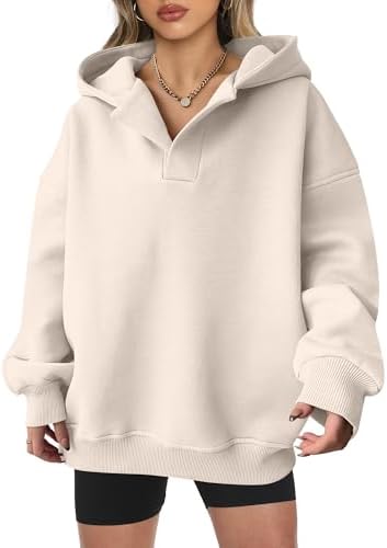 Teen Girls Preppy V-Neck Hoodie - Oversized Long Sleeve Pullover Fall Fashion - Picture 16 of 127