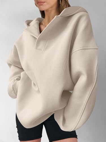 Teen Girls Preppy V-Neck Hoodie - Oversized Long Sleeve Pullover Fall Fashion - Picture 19 of 127