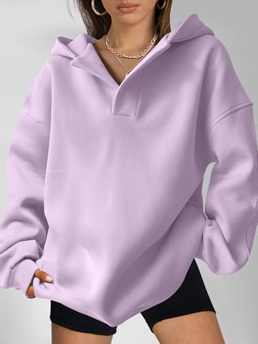 Teen Girls Preppy V-Neck Hoodie - Oversized Long Sleeve Pullover Fall Fashion - Picture 28 of 127