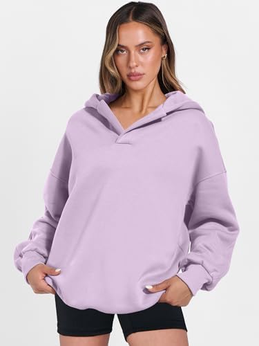 Teen Girls Preppy V-Neck Hoodie - Oversized Long Sleeve Pullover Fall Fashion - Picture 30 of 127