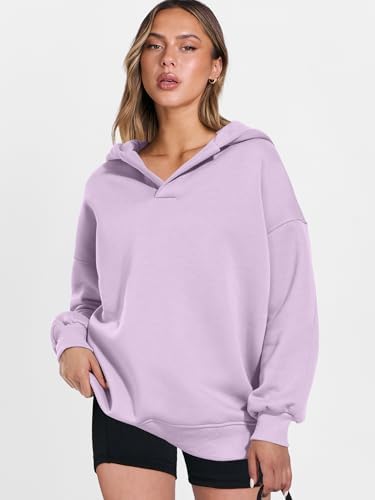 Teen Girls Preppy V-Neck Hoodie - Oversized Long Sleeve Pullover Fall Fashion - Picture 31 of 127