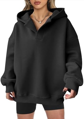 Teen Girls Preppy V-Neck Hoodie - Oversized Long Sleeve Pullover Fall Fashion - Picture 32 of 127