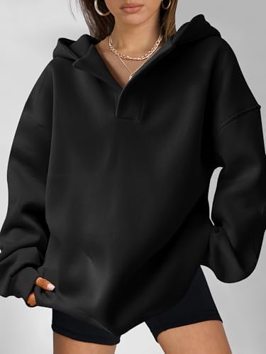 Teen Girls Preppy V-Neck Hoodie - Oversized Long Sleeve Pullover Fall Fashion - Picture 36 of 127