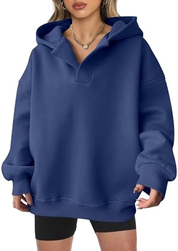 Teen Girls Preppy V-Neck Hoodie - Oversized Long Sleeve Pullover Fall Fashion - Picture 40 of 127
