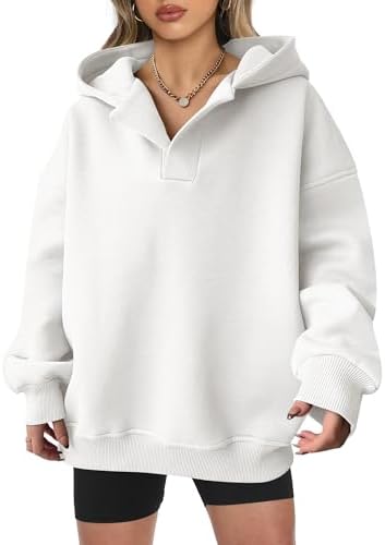 Teen Girls Preppy V-Neck Hoodie - Oversized Long Sleeve Pullover Fall Fashion - Picture 48 of 127