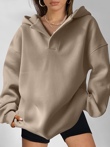 Teen Girls Preppy V-Neck Hoodie - Oversized Long Sleeve Pullover Fall Fashion - Picture 60 of 127