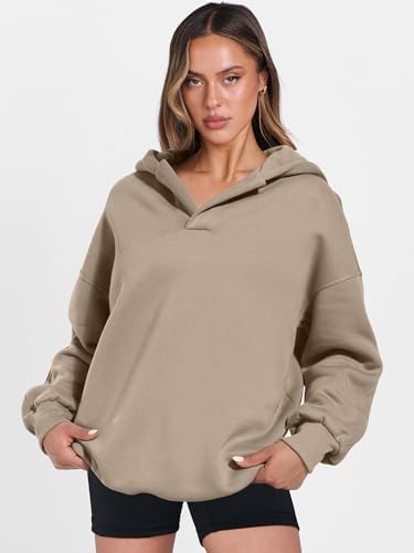 Teen Girls Preppy V-Neck Hoodie - Oversized Long Sleeve Pullover Fall Fashion - Picture 62 of 127