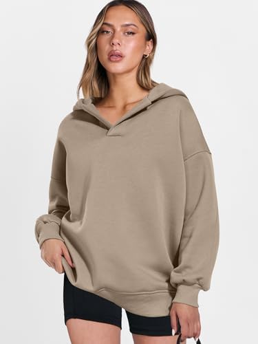 Teen Girls Preppy V-Neck Hoodie - Oversized Long Sleeve Pullover Fall Fashion - Picture 63 of 127