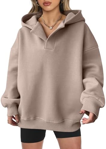 Teen Girls Preppy V-Neck Hoodie - Oversized Long Sleeve Pullover Fall Fashion - Picture 72 of 127