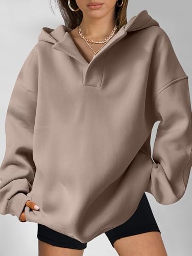 Teen Girls Preppy V-Neck Hoodie - Oversized Long Sleeve Pullover Fall Fashion - Picture 76 of 127