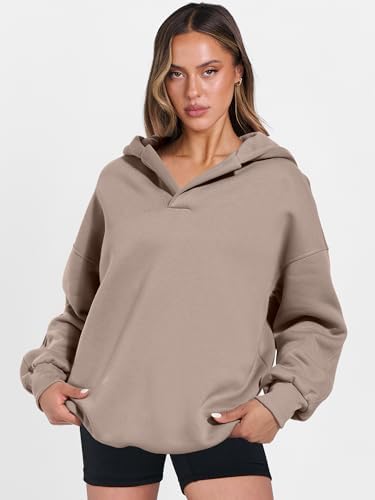 Teen Girls Preppy V-Neck Hoodie - Oversized Long Sleeve Pullover Fall Fashion - Picture 78 of 127