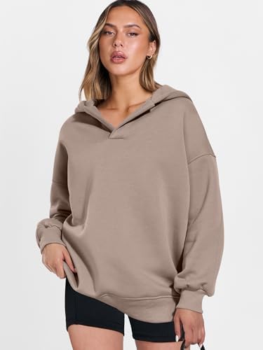 Teen Girls Preppy V-Neck Hoodie - Oversized Long Sleeve Pullover Fall Fashion - Picture 79 of 127