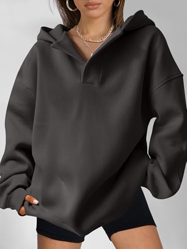 Teen Girls Preppy V-Neck Hoodie - Oversized Long Sleeve Pullover Fall Fashion - Picture 84 of 127
