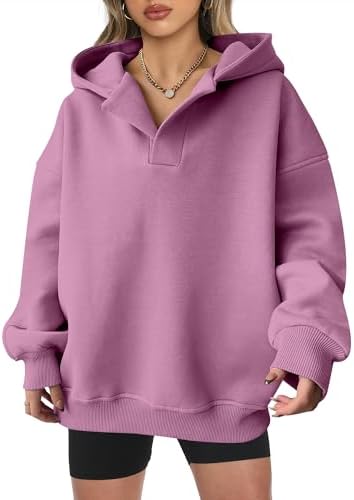Teen Girls Preppy V-Neck Hoodie - Oversized Long Sleeve Pullover Fall Fashion - Picture 88 of 127