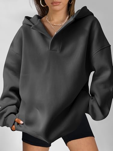 Teen Girls Preppy V-Neck Hoodie - Oversized Long Sleeve Pullover Fall Fashion - Picture 100 of 127