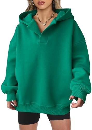 Teen Girls Preppy V-Neck Hoodie - Oversized Long Sleeve Pullover Fall Fashion - Picture 104 of 127