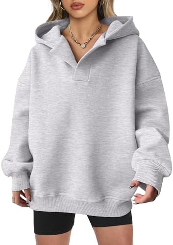 Teen Girls Preppy V-Neck Hoodie - Oversized Long Sleeve Pullover Fall Fashion - Picture 120 of 127