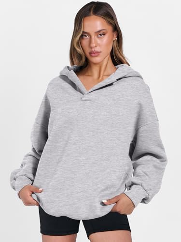 Teen Girls Preppy V-Neck Hoodie - Oversized Long Sleeve Pullover Fall Fashion - Picture 126 of 127
