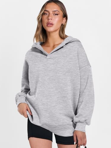 Teen Girls Preppy V-Neck Hoodie - Oversized Long Sleeve Pullover Fall Fashion - Picture 127 of 127
