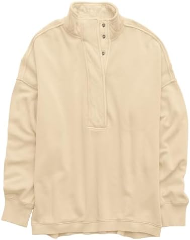 Oversized Henley Neck Sweatshirt - Women's Button Front Casual Pullover Tops - Picture 21 of 88