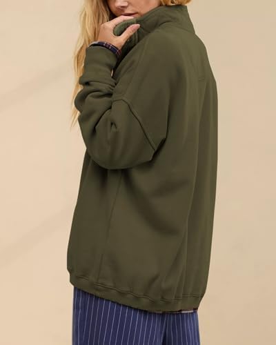 Oversized Henley Neck Sweatshirt - Women's Button Front Casual Pullover Tops - Picture 31 of 88
