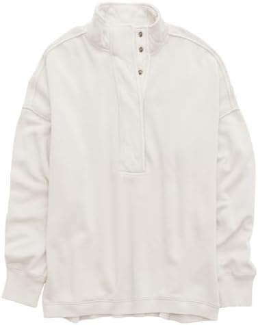 Oversized Henley Neck Sweatshirt - Women's Button Front Casual Pullover Tops - Picture 39 of 88