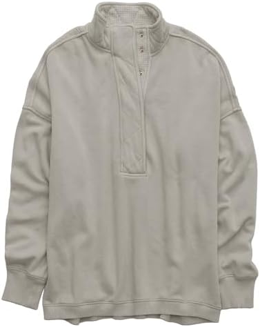 Oversized Henley Neck Sweatshirt - Women's Button Front Casual Pullover Tops - Picture 69 of 88