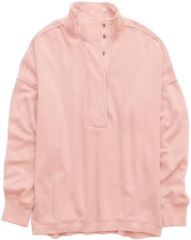 Oversized Henley Neck Sweatshirt - Women's Button Front Casual Pullover Tops - Picture 87 of 88