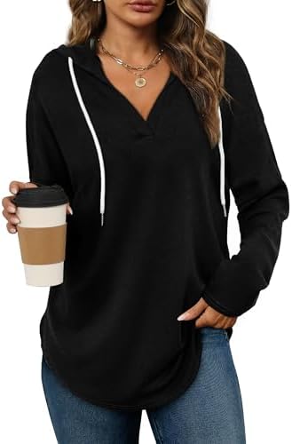Oversized Pullover Hoodie - Women's Long Sleeve Loose Fit Casual Sweatshirt - Picture 18 of 74