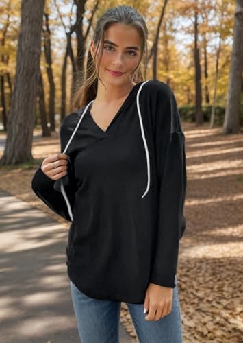 Oversized Pullover Hoodie - Women's Long Sleeve Loose Fit Casual Sweatshirt - Picture 19 of 74
