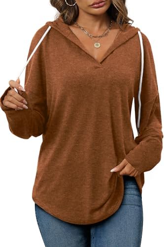 Oversized Pullover Hoodie - Women's Long Sleeve Loose Fit Casual Sweatshirt - Picture 48 of 74