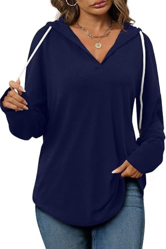 Oversized Pullover Hoodie - Women's Long Sleeve Loose Fit Casual Sweatshirt - Picture 68 of 74