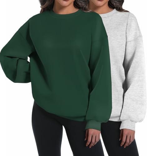 2 Pack Women's Oversized Hoodies - Winter Pullover Crewneck Long Sleeve Tops - Picture 16 of 18