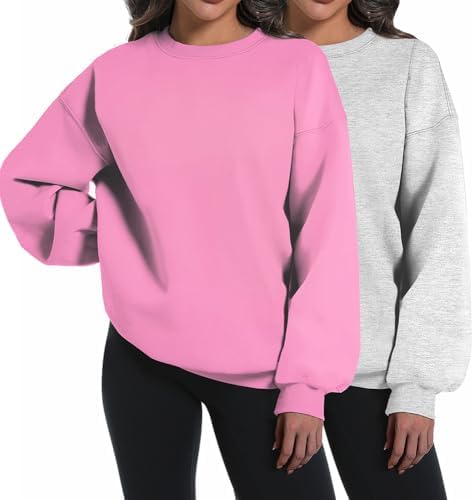 2 Pack Women's Oversized Hoodies - Winter Pullover Crewneck Long Sleeve Tops - Picture 17 of 18