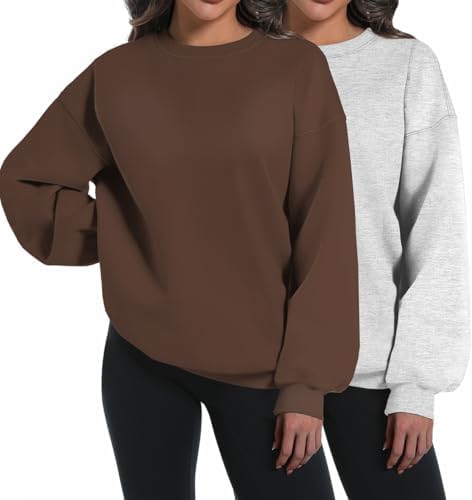 2 Pack Women's Oversized Hoodies - Winter Pullover Crewneck Long Sleeve Tops - Picture 15 of 18