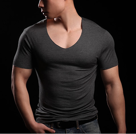 Men's Trendy Traceless Solid V-neck T-shirt Slim-fit Casual Fashion T-shirt - Bild 22 von 25