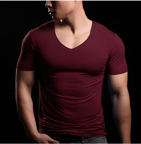 Men's Trendy Traceless Solid V-neck T-shirt Slim-fit Casual Fashion T-shirt - Bild 24 von 25
