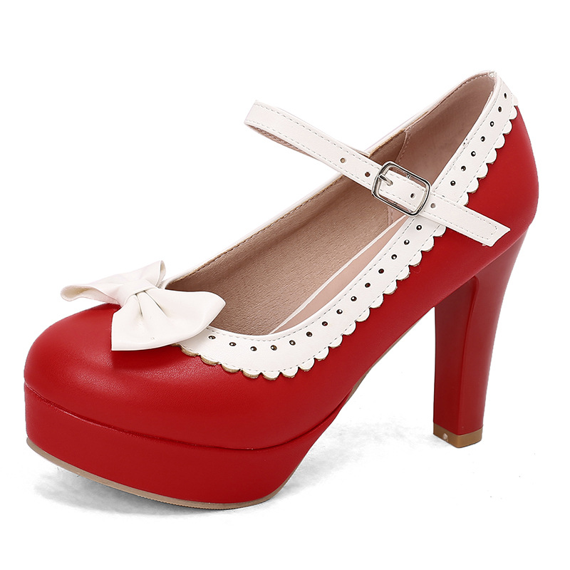 2025 Frühling Damenschuhe süße Schleife flache Schuhe Plateau High Heels - Bild 13 von 16