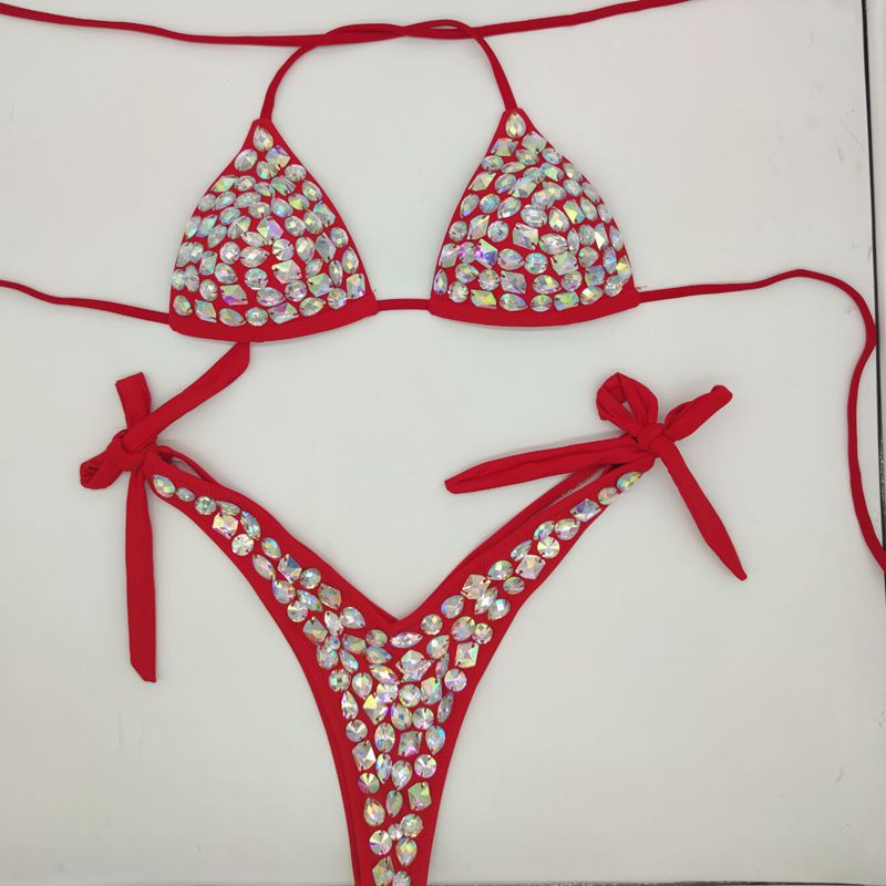 Women's Sexy Diamond Bikini Bandage Swimwear Suit Nightclub Beach Swimsuit - Picture 15 of 22