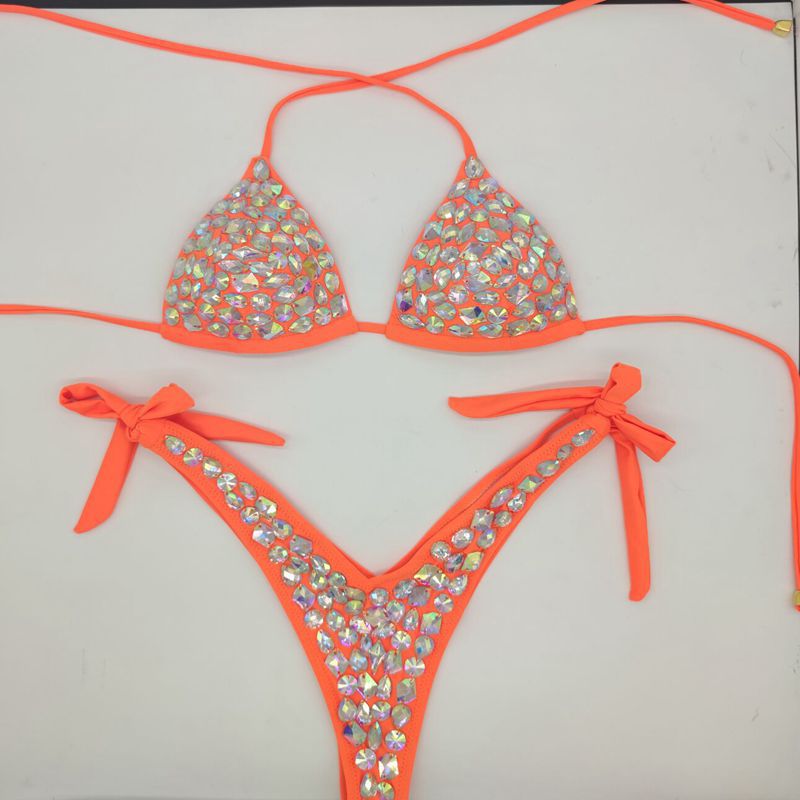 Women's Sexy Diamond Bikini Bandage Swimwear Suit Nightclub Beach Swimsuit - Picture 19 of 22