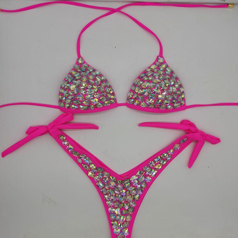 Women's Sexy Diamond Bikini Bandage Swimwear Suit Nightclub Beach Swimsuit - Picture 21 of 22