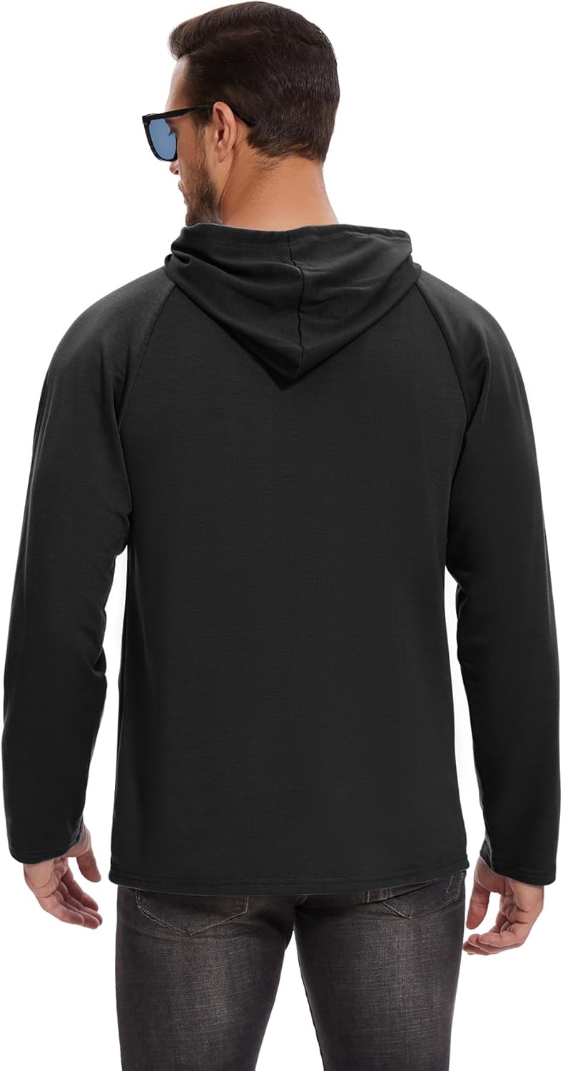 Men's Performance Fleece Hoodie Gym Workout Pullover Quick-Dry Long Sleeve - Picture 21 of 53