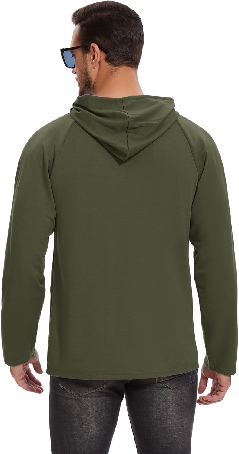 Men's Performance Fleece Hoodie Gym Workout Pullover Quick-Dry Long Sleeve - Picture 27 of 53