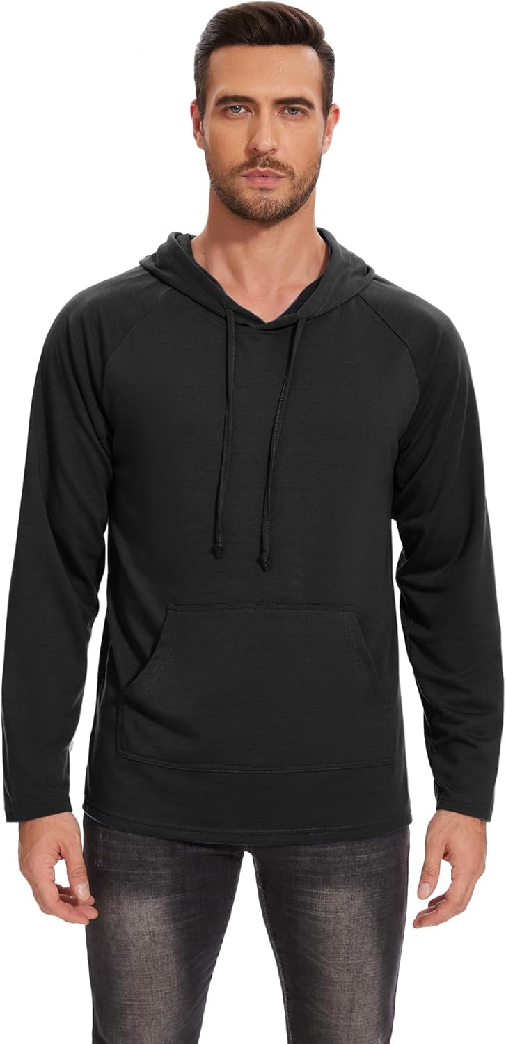 Men's Performance Fleece Hoodie Gym Workout Pullover Quick-Dry Long Sleeve - Picture 19 of 53
