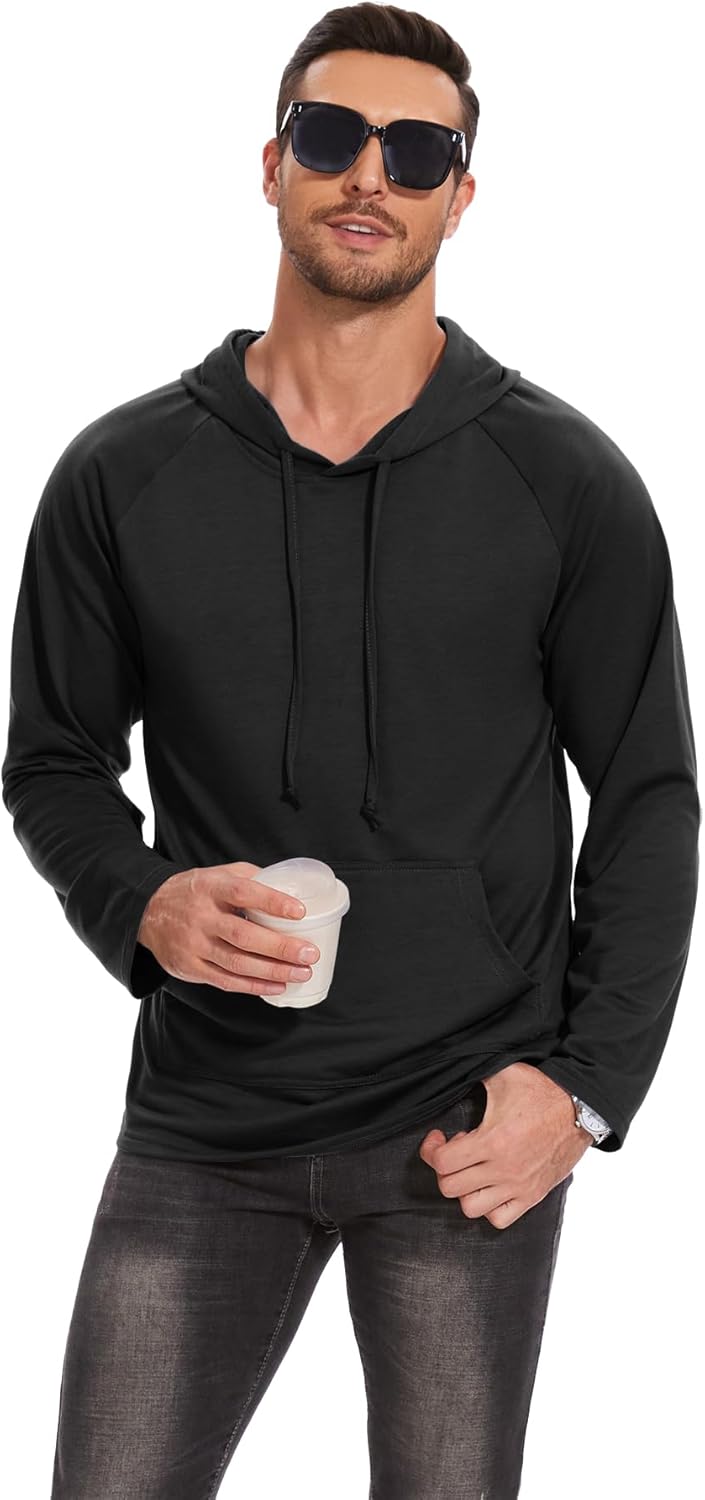 Men's Performance Fleece Hoodie Gym Workout Pullover Quick-Dry Long Sleeve - Picture 20 of 53